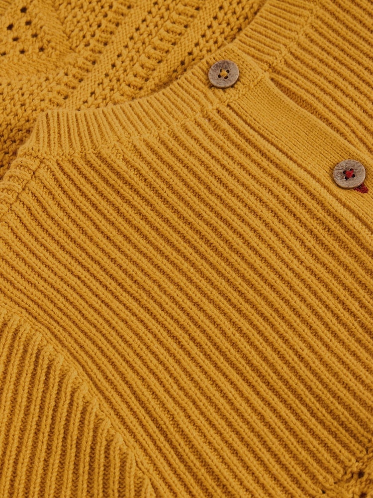 White Stuff Yellow 100% Organic Cotton Stitchy Knitted T-Shirt - Image 6 of 6