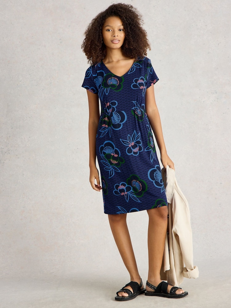 White Stuff Blue Tallie Jersey Dress - Image 3 of 6