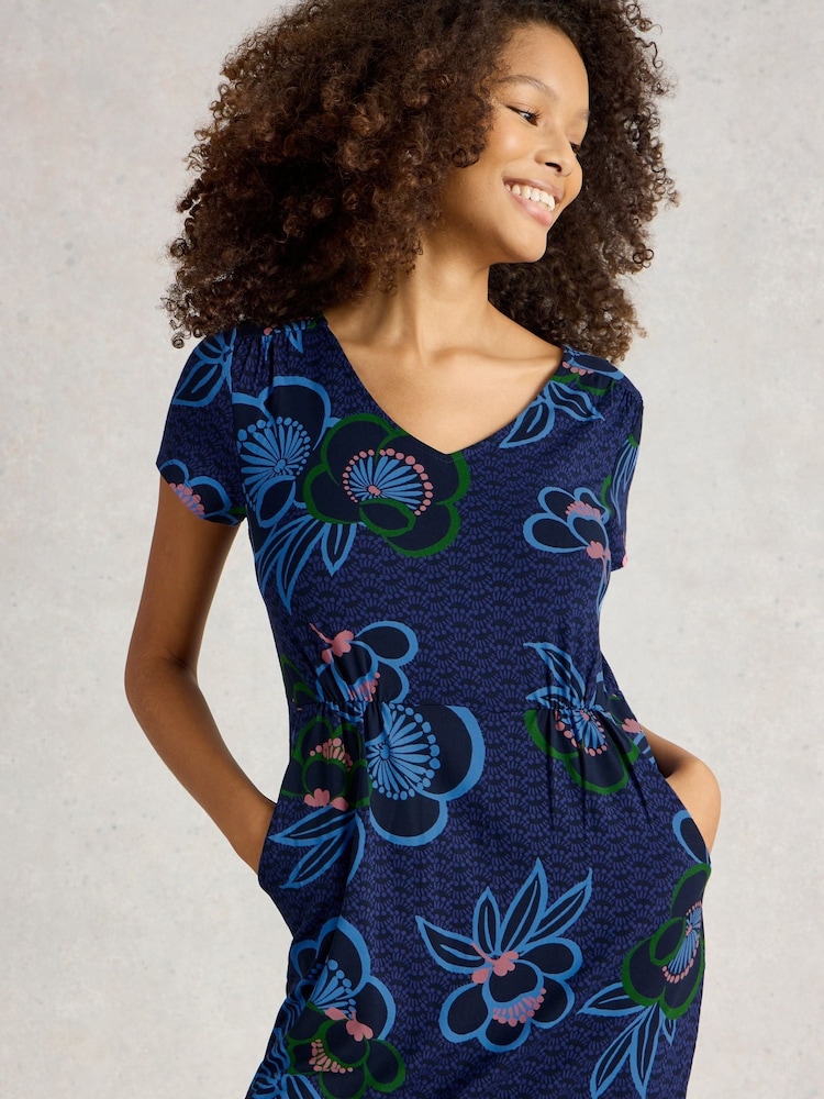 White Stuff Blue Tallie Jersey Dress - Image 4 of 6