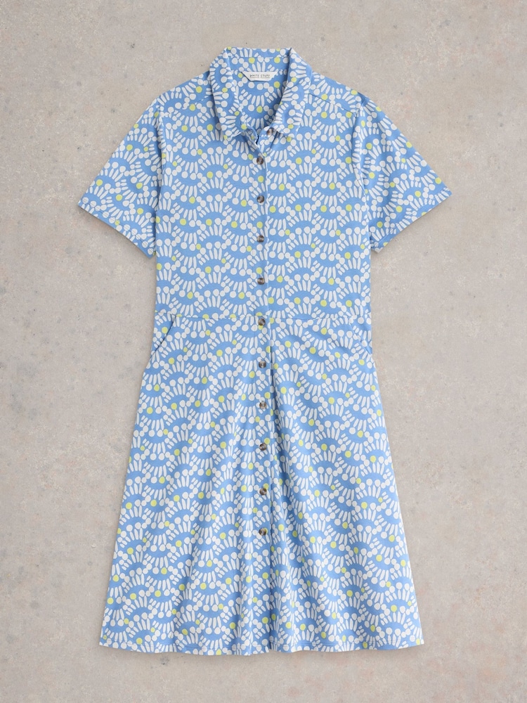 White Stuff Blue Ria Jersey Shirt Dress - Image 5 of 6