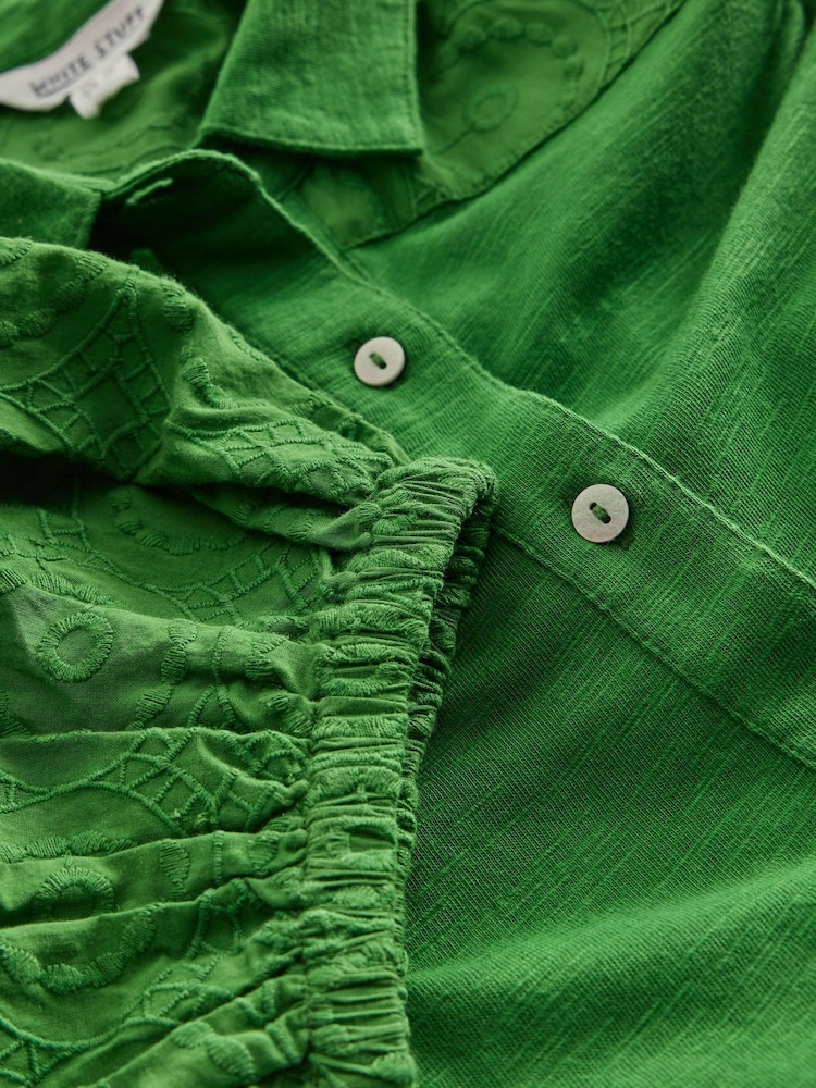 White Stuff Green Rua Broderie Shirt Dress - Image 6 of 6