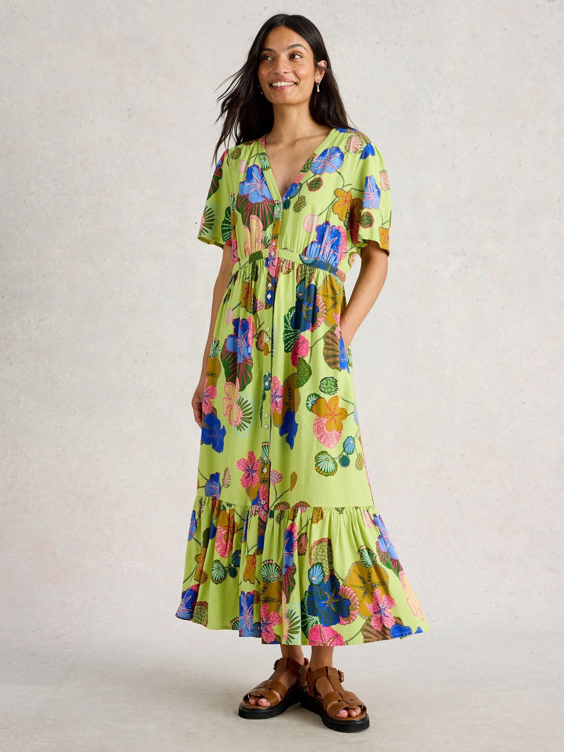 White Stuff Green Phoebe Midi Dress