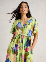 White Stuff Green Phoebe Midi Dress - Image 4 of 6