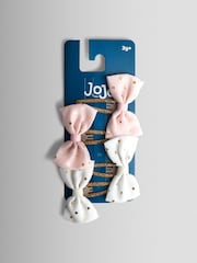 JoJo Maman Bébé Pink 4-Pack Festive Embroidered Clips - Image 1 of 3