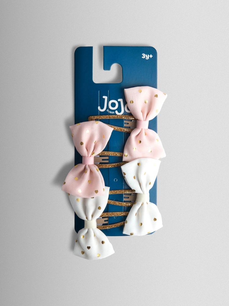 JoJo Maman Bébé Pink 4-Pack Festive Embroidered Clips - Image 1 of 3 JoJo Maman Bébé Pink 4-Pack Festive Embroidered Clips - Image 1 of 3