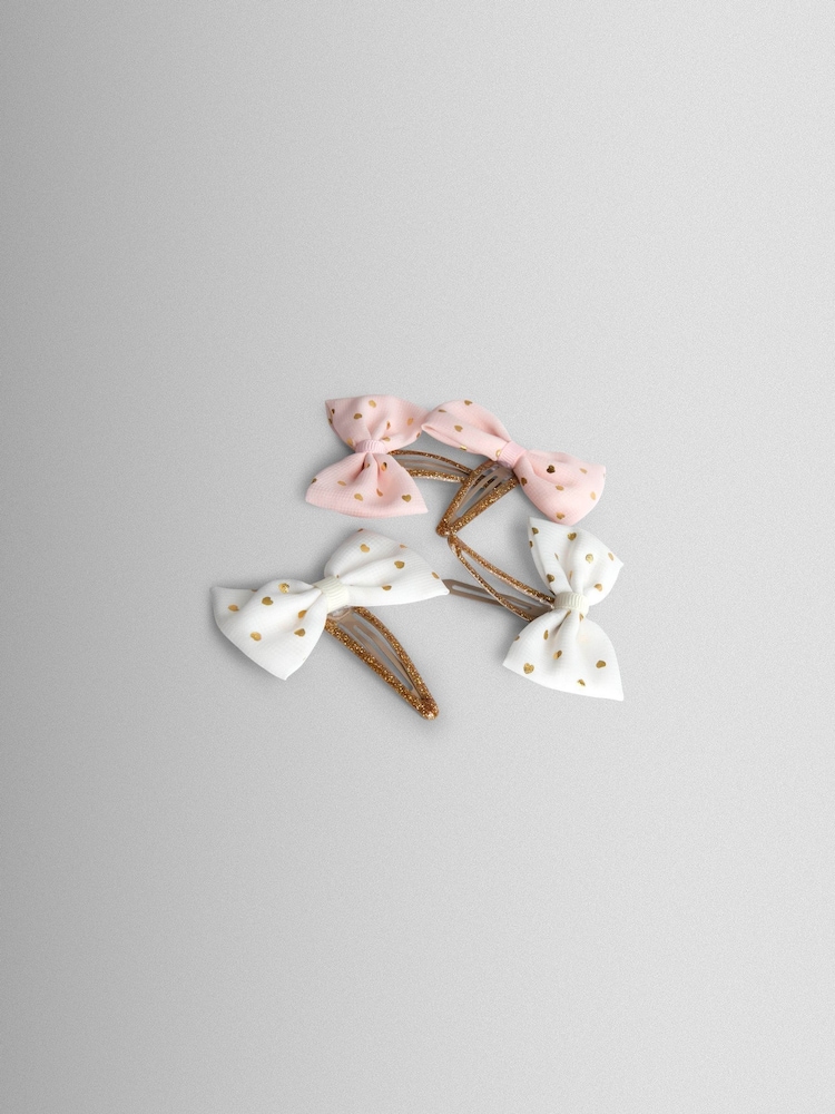 JoJo Maman Bébé Pink 4-Pack Festive Embroidered Clips - Image 3 of 3