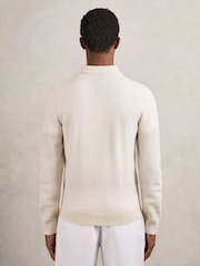 Reiss Off White Hamilton Wool Waffle-Knit Half-Zip Polo Shirt - Image 5 of 6