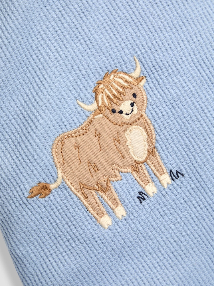 JoJo Maman Bébé Blue Highland Cow 2.5 Tog Sleep Snuggler - Image 5 of 5