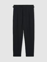 Reiss Navy Complex Regular Fit Herringbone Trousers With Cotton - Image 2 of 6