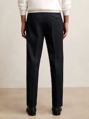 Reiss Navy Complex Regular Fit Herringbone Trousers With Cotton - Image 5 of 6