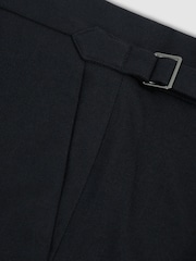 Reiss Navy Complex Regular Fit Herringbone Trousers With Cotton - Image 6 of 6