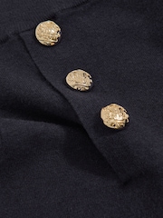 Reiss Navy Tillie Knitted Button-Detail A-Line Skirt - Image 4 of 4