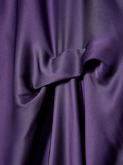 Reiss Purple Michelle Petite Satin Tuck-Detail Cape Midi Dress - Image 7 of 8