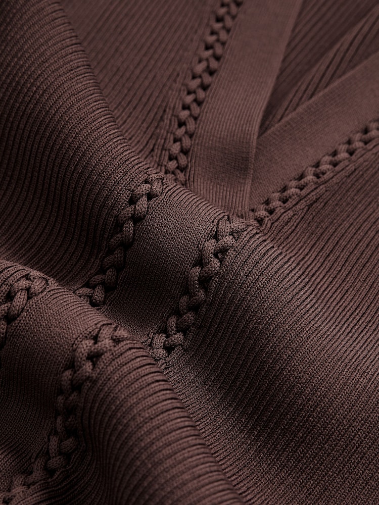 Reiss Mocha Brown Lauri Craft-Stitch Rib-Knit Top - Image 7 of 7 Reiss Mocha Brown Lauri Craft-Stitch Rib-Knit Top - Image 7 of 7