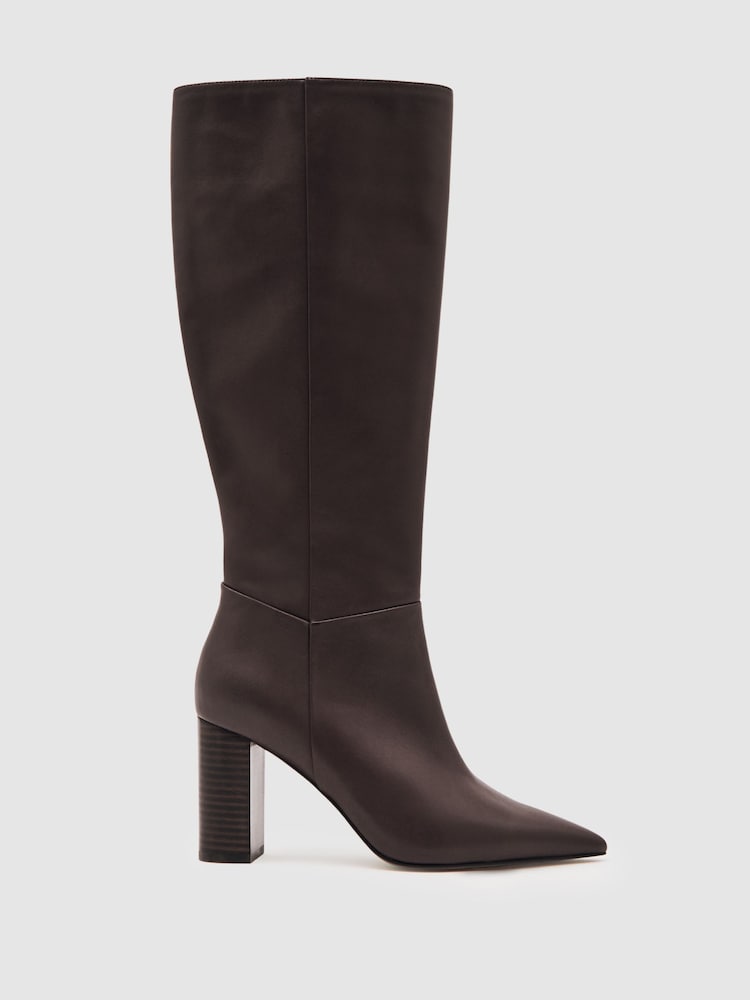 Reiss Burgundy Bianca Boots - Image 1 of 5