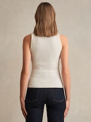 Reiss Ivory/Ecru Lanette Ribbed Knit Craft Stitch Vest Top - Image 5 of 6