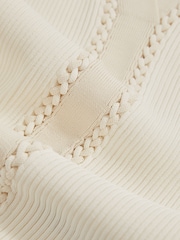 Reiss Ivory/Ecru Lanette Ribbed Knit Craft Stitch Vest Top - Image 6 of 6