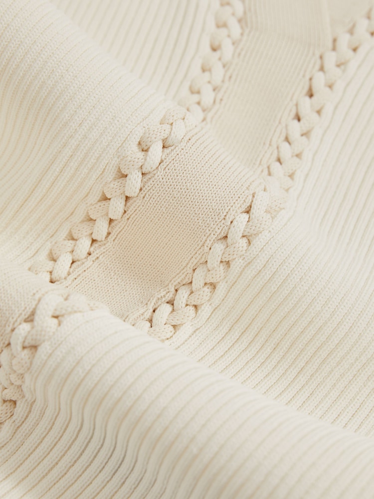Reiss Ivory/Ecru Lanette Ribbed Knit Craft Stitch Vest Top - Image 6 of 6
