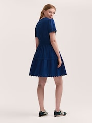 Finery Blue Reece Cotton Ric Rac Detail Short Dress - Image 2 of 4