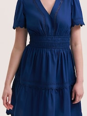 Finery Blue Reece Cotton Ric Rac Detail Short Dress - Image 4 of 4