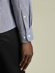 Charles Tyrwhitt Royal Blue Slim Fit Check Slim Fit Non-Iron Stretch Poplin 100% Cotton Shirt - Image 3 of 6