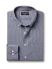 Charles Tyrwhitt Royal Blue Slim Fit Check Slim Fit Non-Iron Stretch Poplin 100% Cotton Shirt - Image 5 of 6