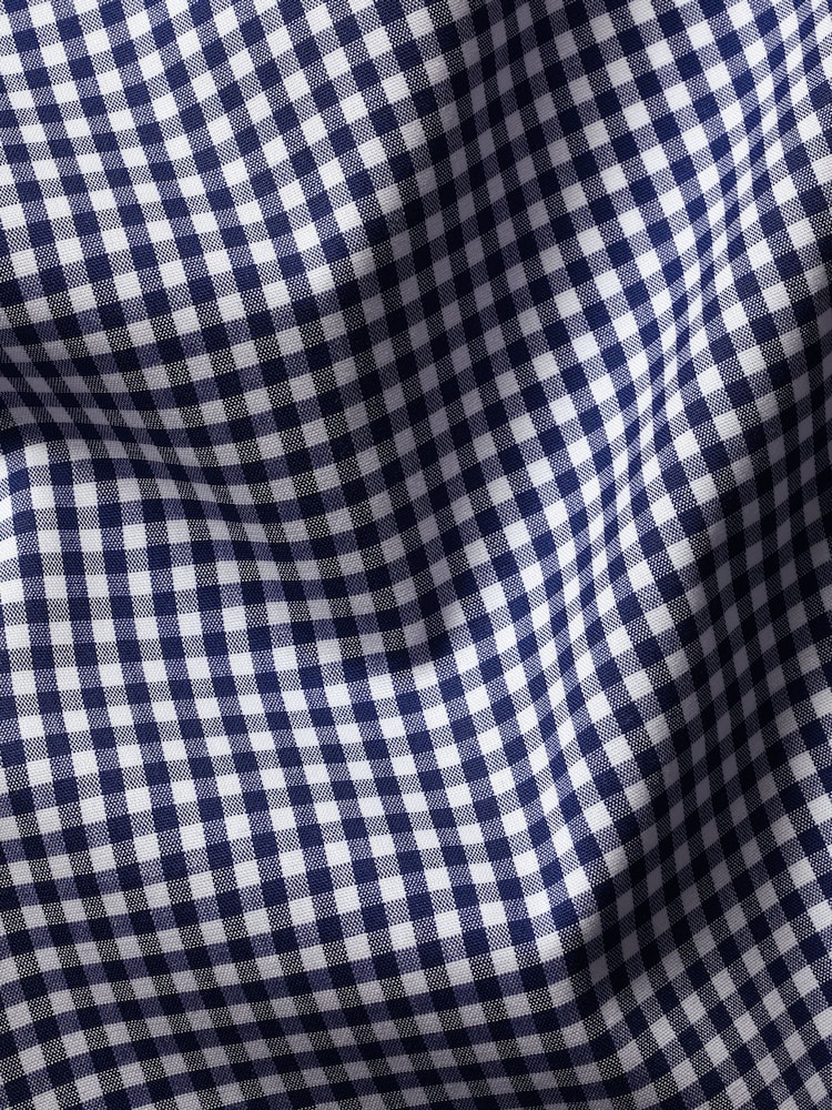 Charles Tyrwhitt Royal Blue Slim Fit Check Slim Fit Non-Iron Stretch Poplin 100% Cotton Shirt - Image 6 of 6