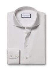 Charles Tyrwhitt White Slim Fit Extra Slim Fit Cutaway Collar Non Iron Poplin 100% Cotton Shirt - Image 3 of 5