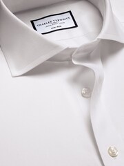 Charles Tyrwhitt White Slim Fit Extra Slim Fit Cutaway Collar Non Iron Poplin 100% Cotton Shirt - Image 4 of 5