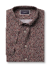 Charles Tyrwhitt Dark Navy Slim Fit Fish Slim Fit Short Sleeve Non-Iron Print 100% Cotton Shirt - Image 3 of 5