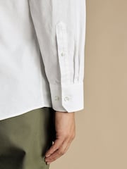 Charles Tyrwhitt White Classic Fit Stripe Stretch Washed Oxford Collarless 100% Cotton Shirt - Image 3 of 5