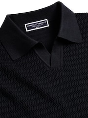 Charles Tyrwhitt Blue Zig Zag Short Sleeve 100% Cotton Trophy Neck Polo shirt - Image 4 of 5