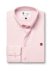 Charles Tyrwhitt Pink Classic Fit Plain Button-Down Stretch Washed 100% Cotton Oxford Shirt - Image 4 of 6