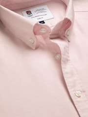 Charles Tyrwhitt Pink Classic Fit Plain Button-Down Stretch Washed 100% Cotton Oxford Shirt - Image 5 of 6
