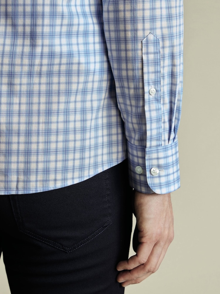 Charles Tyrwhitt Cornflower Blue Slim Fit Extra Slim Fit Non-Iron Royal Oxford 100% Cotton Shirt - Image 3 of 6