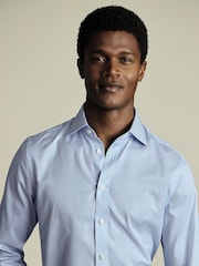 Charles Tyrwhitt Blue Slim Fit Egyptian Fine Stripe 100% Cotton Shirt - Image 2 of 6
