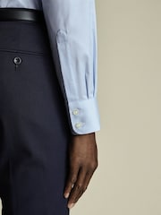 Charles Tyrwhitt Blue Slim Fit Egyptian Fine Stripe 100% Cotton Shirt - Image 3 of 6