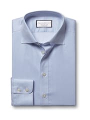 Charles Tyrwhitt Blue Slim Fit Egyptian Fine Stripe 100% Cotton Shirt - Image 4 of 6
