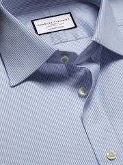 Charles Tyrwhitt Blue Slim Fit Egyptian Fine Stripe 100% Cotton Shirt - Image 5 of 6