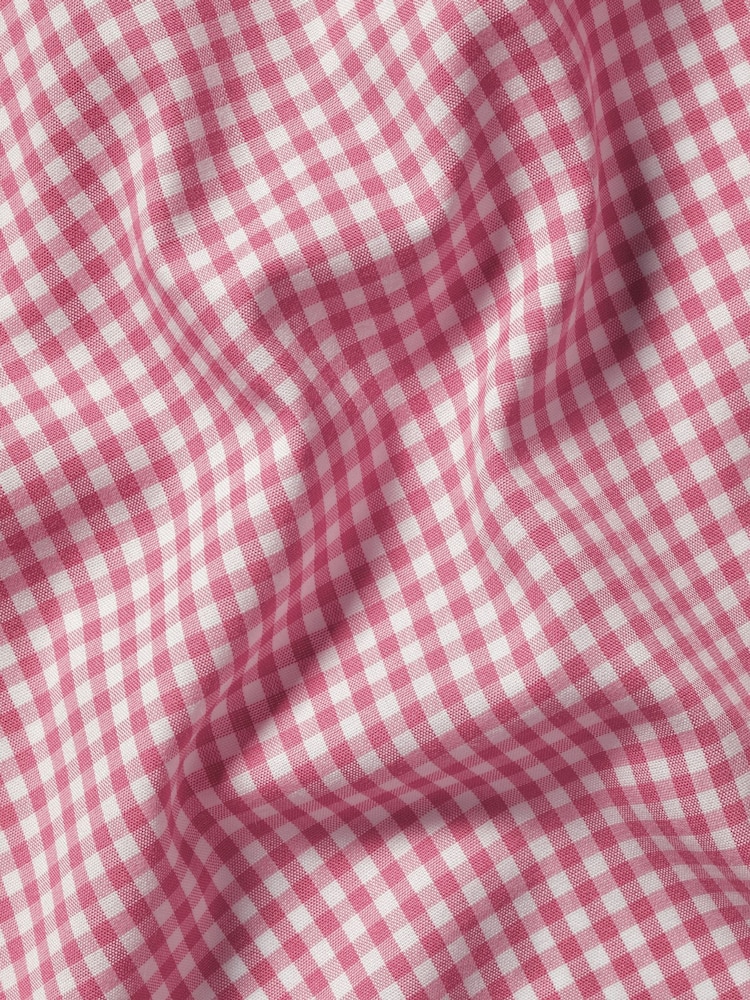 Charles Tyrwhitt Pink Slim Fit Check Slim Fit Short Sleeve Non-Iron Stretch Poplin 100% Cotton Shirt - Image 5 of 5