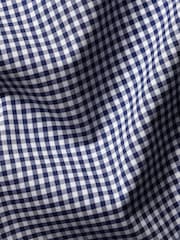 Charles Tyrwhitt Blue Slim Fit Check Short Sleeve Non-Iron Stretch Poplin 100% Cotton Shirt - Image 5 of 5