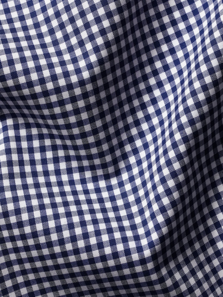 Charles Tyrwhitt Blue Slim Fit Check Short Sleeve Non-Iron Stretch Poplin 100% Cotton Shirt - Image 5 of 5