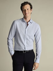 Charles Tyrwhitt Blue Classic Fit Non-Iron Cutaway Collar Gingham 100% Cotton Shirt - Image 1 of 6