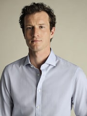 Charles Tyrwhitt Blue Classic Fit Non-Iron Cutaway Collar Gingham 100% Cotton Shirt - Image 2 of 6