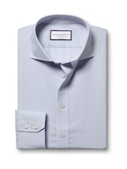 Charles Tyrwhitt Blue Classic Fit Non-Iron Cutaway Collar Gingham 100% Cotton Shirt - Image 4 of 6
