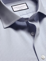 Charles Tyrwhitt Blue Classic Fit Non-Iron Cutaway Collar Gingham 100% Cotton Shirt - Image 5 of 6