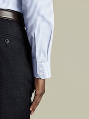 Charles Tyrwhitt Blue Classic Fit Non-Iron Cutaway Collar Fine Check 100% Cotton Shirt - Image 3 of 6