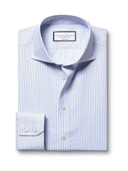 Charles Tyrwhitt Blue Classic Fit Non-Iron Cutaway Collar Fine Check 100% Cotton Shirt - Image 4 of 6