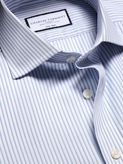 Charles Tyrwhitt Blue Classic Fit Non-Iron Cutaway Collar Fine Check 100% Cotton Shirt - Image 5 of 6