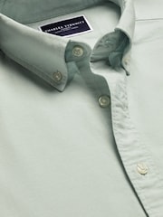 Charles Tyrwhitt Green Extra Wide Fit Slim Fit Plain Short Sleeve Button-Down Shirt - Image 3 of 5